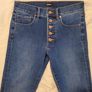 Express Mid Rise Button Fly Skinny Jeans
